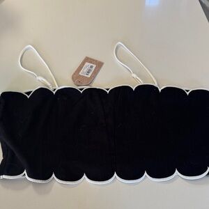 Meshki Alessio Scalloped Linen Top